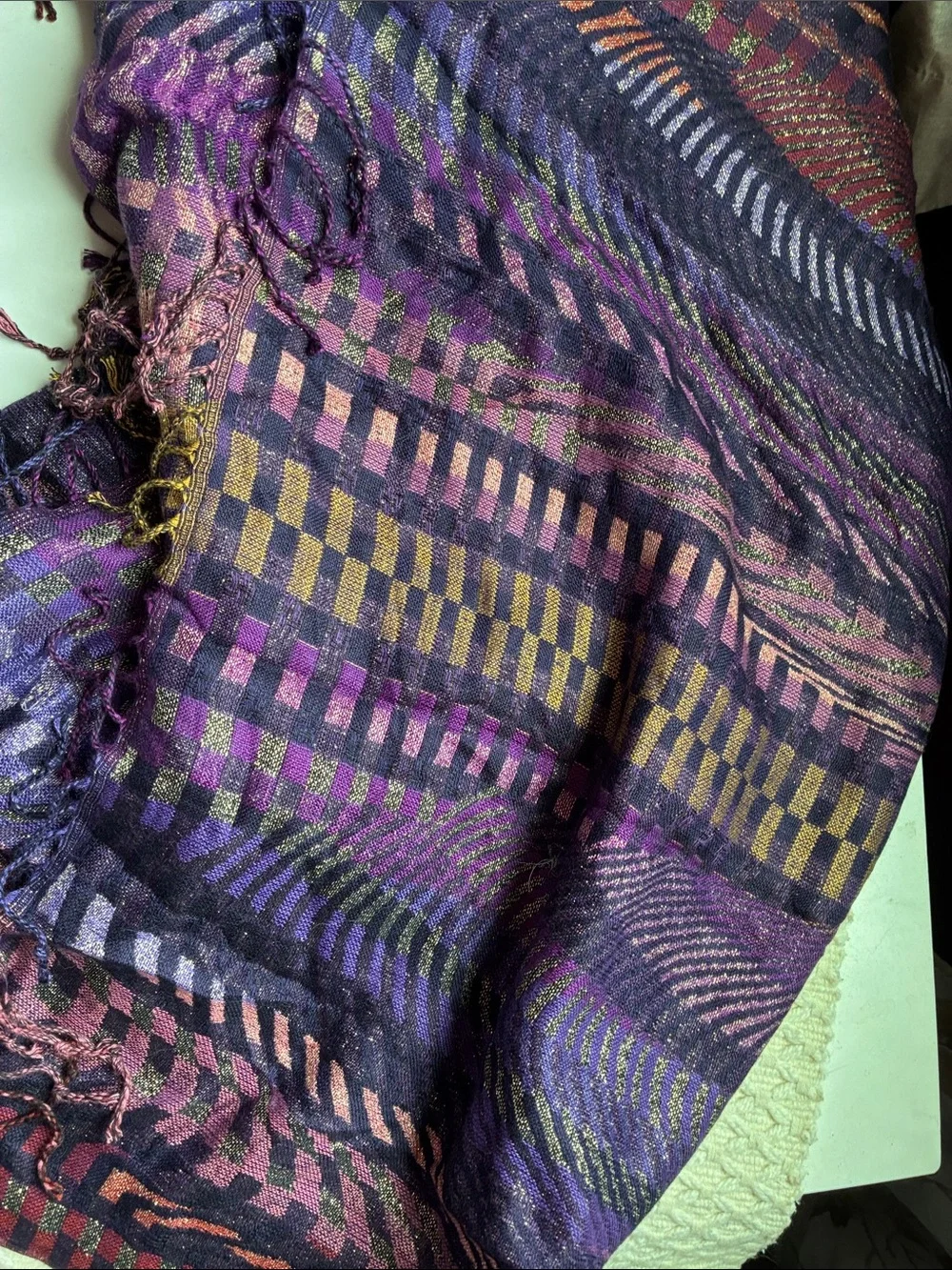 SILKBLEND PASHMINA WRAP CHECKERED MOTIF